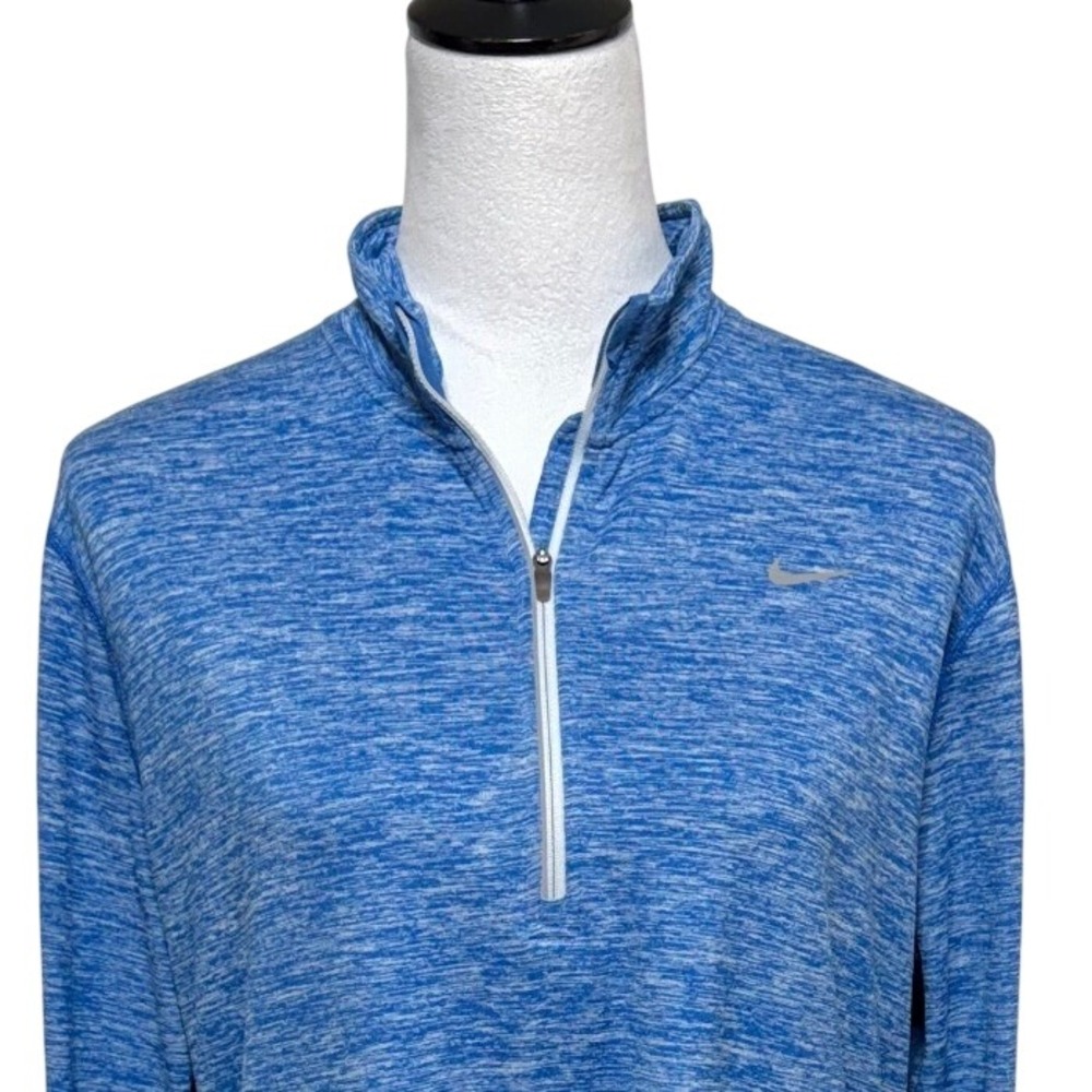 Nike 1/2 Zip Pullover Women XL Blue Dri-FIT Running Space Dye Long Sleeve Top